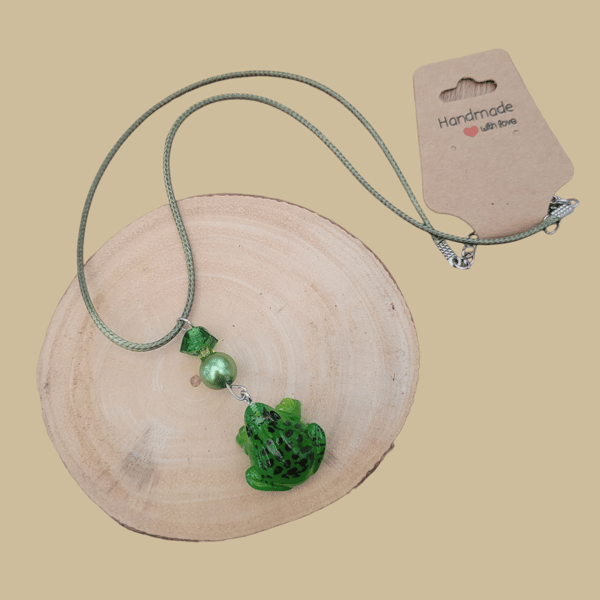 Green Frog Wax Cord Necklace 