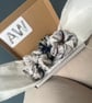 100% pure silk scrunchies. Custom set digitally printed design