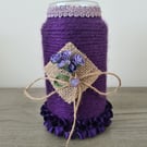 Purple yarn wrapped vase
