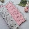 Crochet Baby Blanket 'Call The Midwife' Baby Pink & Silver 