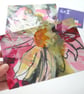 original abstract floral painting handmade postcard 