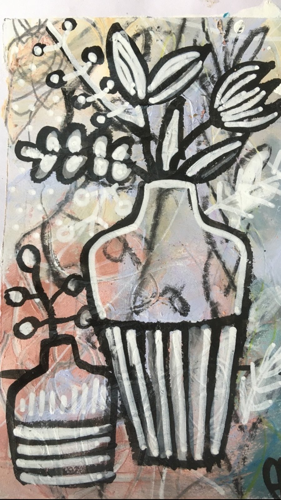 Botanical Abstract Art in Monochrome Wall Art 