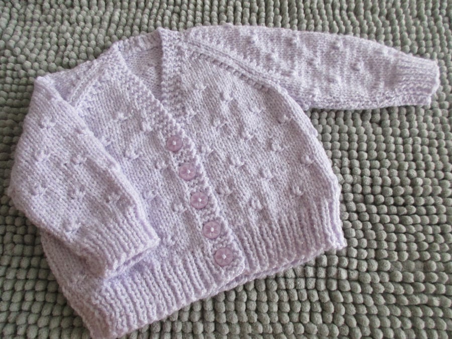 16" Baby Girls Knots V Neck Cardigan (Lilac)