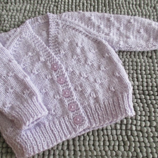 16" Baby Girls Knots V Neck Cardigan (Lilac)