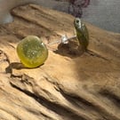 Sea glass stud earrings, small light green stud earrings