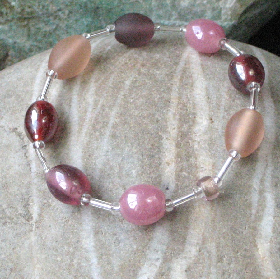 Pink Glass Bead Bracelet