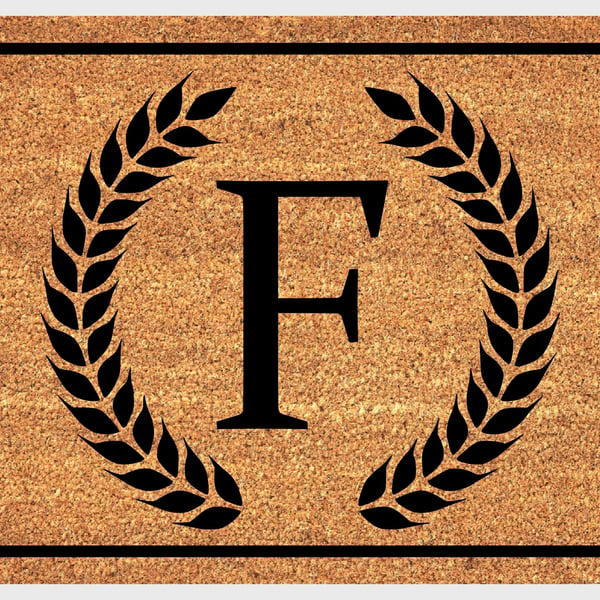 F Letter Door Mat - Monogram Letter F Welcome Mat - 3 Sizes