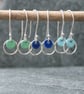 Silver and enamel circle earrings, silver circle earrings, long silver earrings - Image 4
