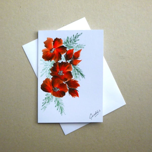 Hand painted art floral blank greetings card ( FA 307 A4 )