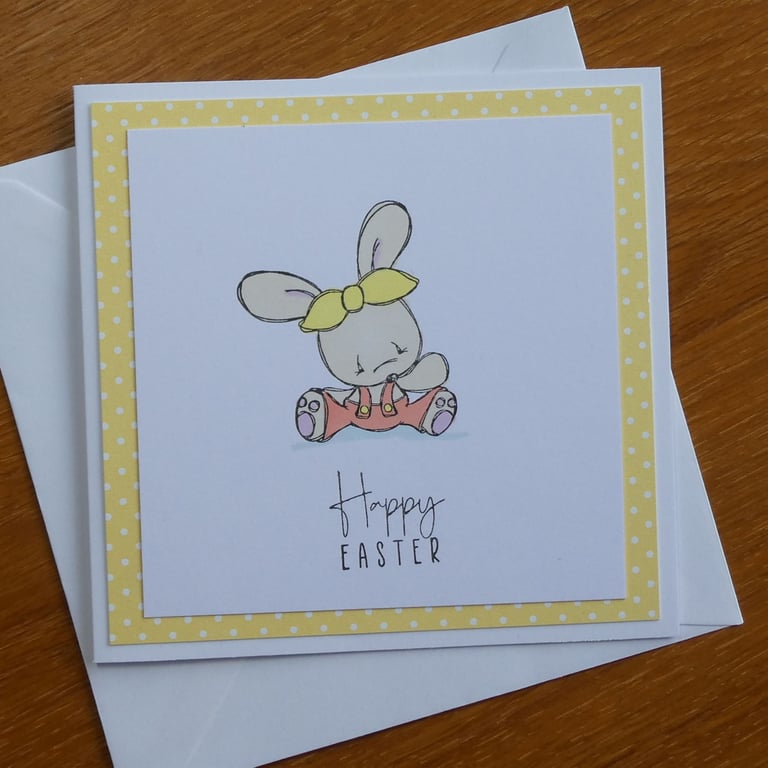 Yellow Polka Dot Easter Card - Bunny