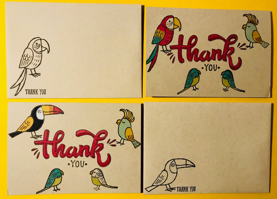 Set of 2 "Bird Banter" Thank You Cards