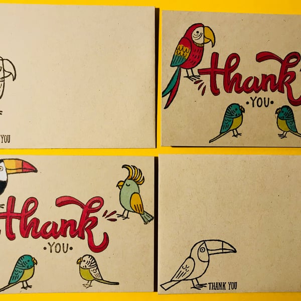 Set of 2 "Bird Banter" Thank You Cards