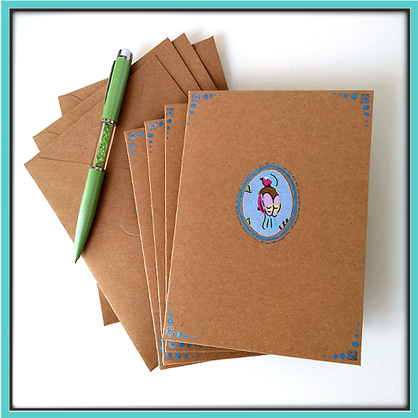 Elegant bird notelets – pack of 4 blank cards, POSTAGE INCLUDED
