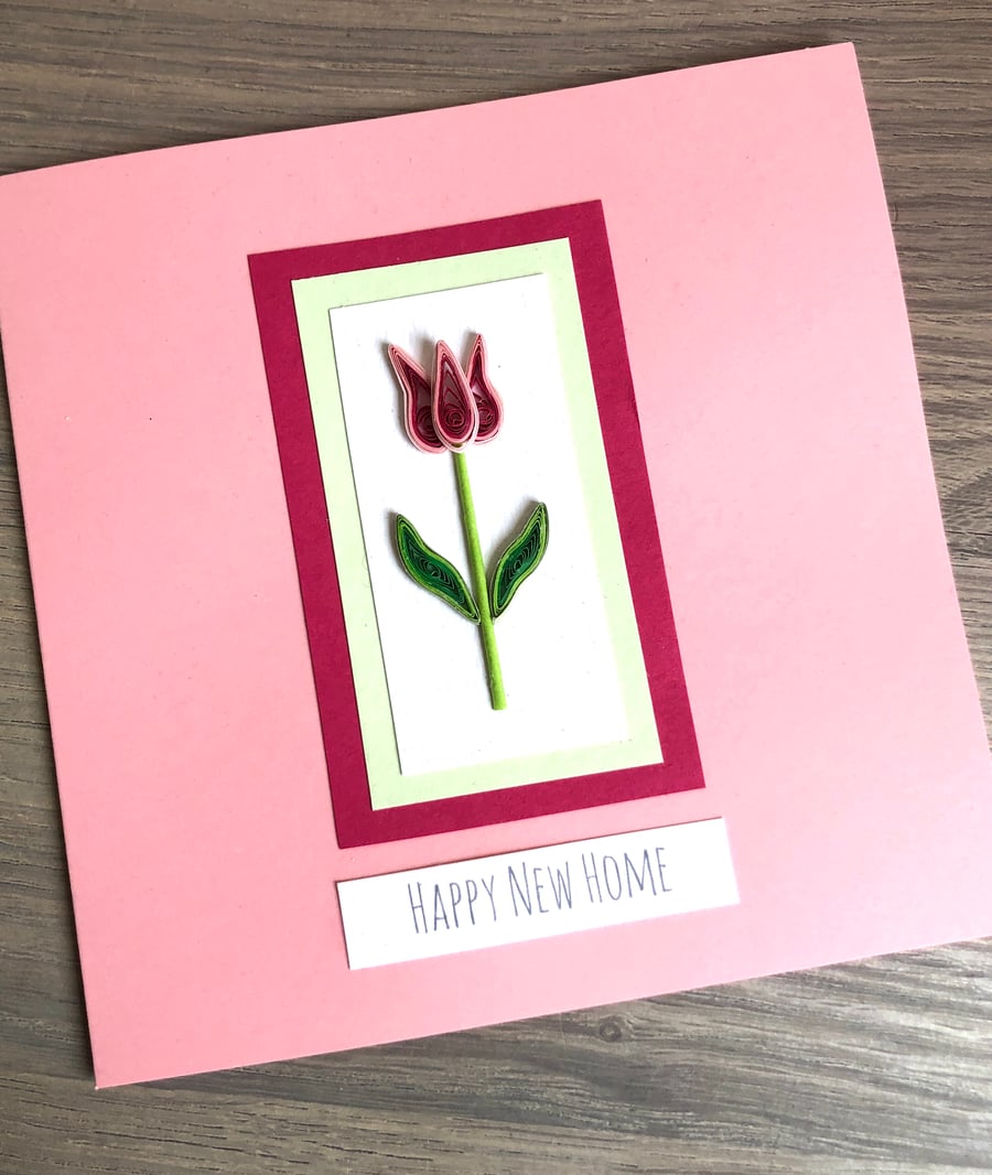 Happy New Home card, handmade, quilling