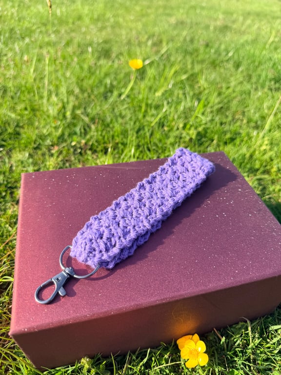 Handmade Crochet Wristlet Keychain - Cotton Key Holder - Countryside Inspired