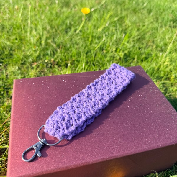 Handmade Crochet Wristlet Keychain - Cotton Key Holder - Countryside Inspired