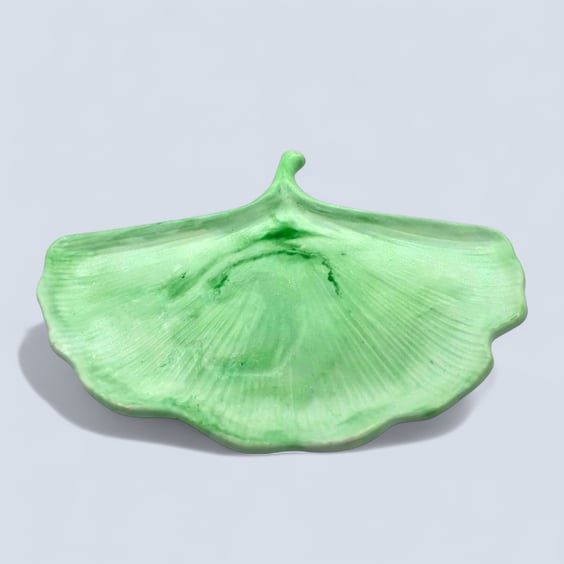 Light Green Marbled Ginkgo Leaf Trinket Tray 