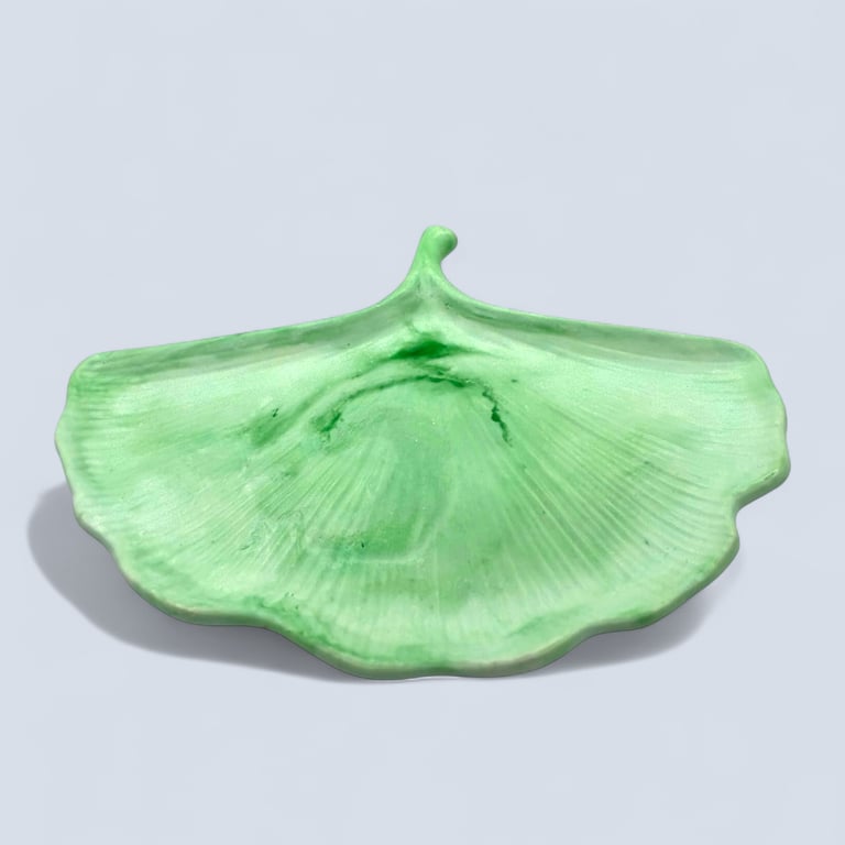 Light Green Marbled Ginkgo Leaf Trinket Tray 