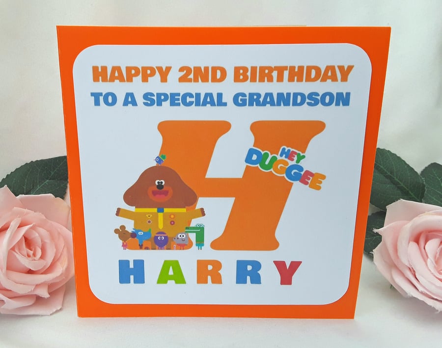 Personalised Hey Duggee Birthday Card, Any age and relationship