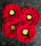 2 Handmade Poppy crochet coffee coasters - table decorations - letterbox gifts - Image 3