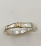Luminous Sterling Silver & Gold Diamond Ring - Size O - Image 2