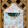 Peg bag in blue floral cotton fabric clothes pins bag 