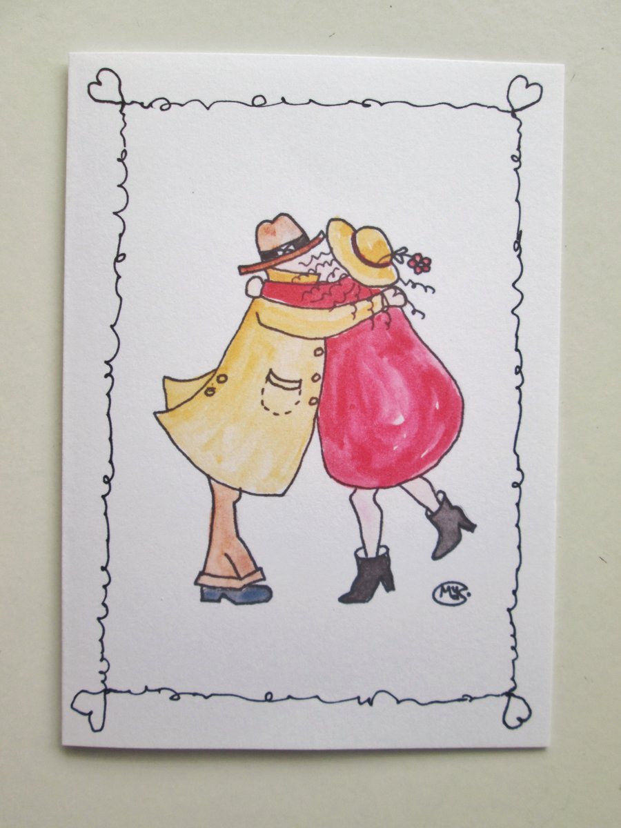 Hugs and Kisses Anniversary Card. Love, friends 