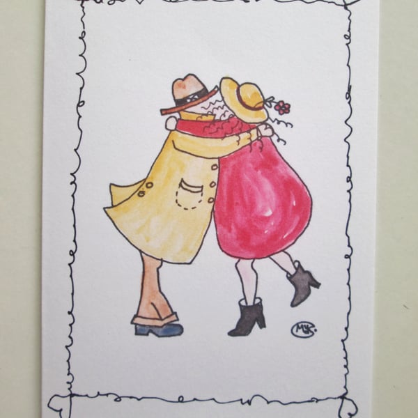 Hugs and Kisses Anniversary Card. Love, friends 