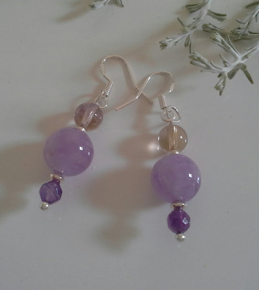 Lavender Amethyst,  Amatrine Sterling Silver Earrings