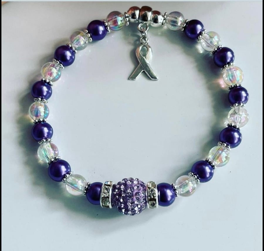 Domestic abuse awareness ribbon charm bracelet gift for ladies 