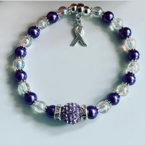 Domestic abuse awareness ribbon charm bracelet gift for ladies 