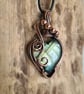Natural Green Labradorite Heart Copper Necklace Pendant Gift Crystal Jewellery