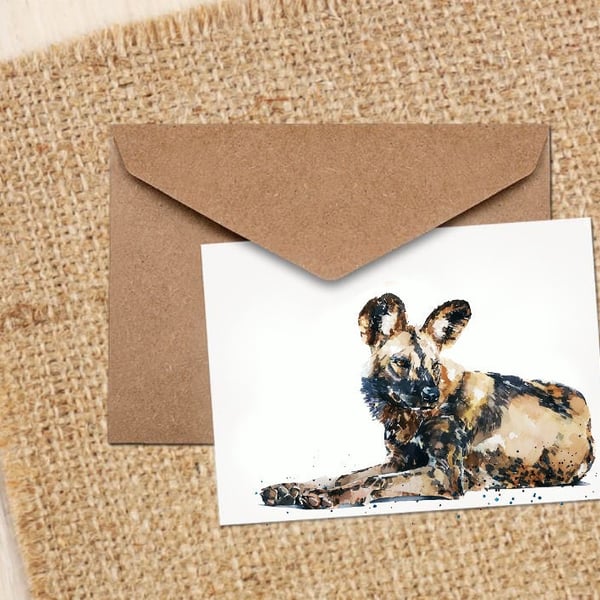 African wild dog II Note Card.African wild dog cards,African wild dog greeting c