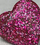 Hot pink glitter heart ring silver tone base jelly - Image 2