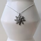 Handmade Fine Silver Daisy Necklace 