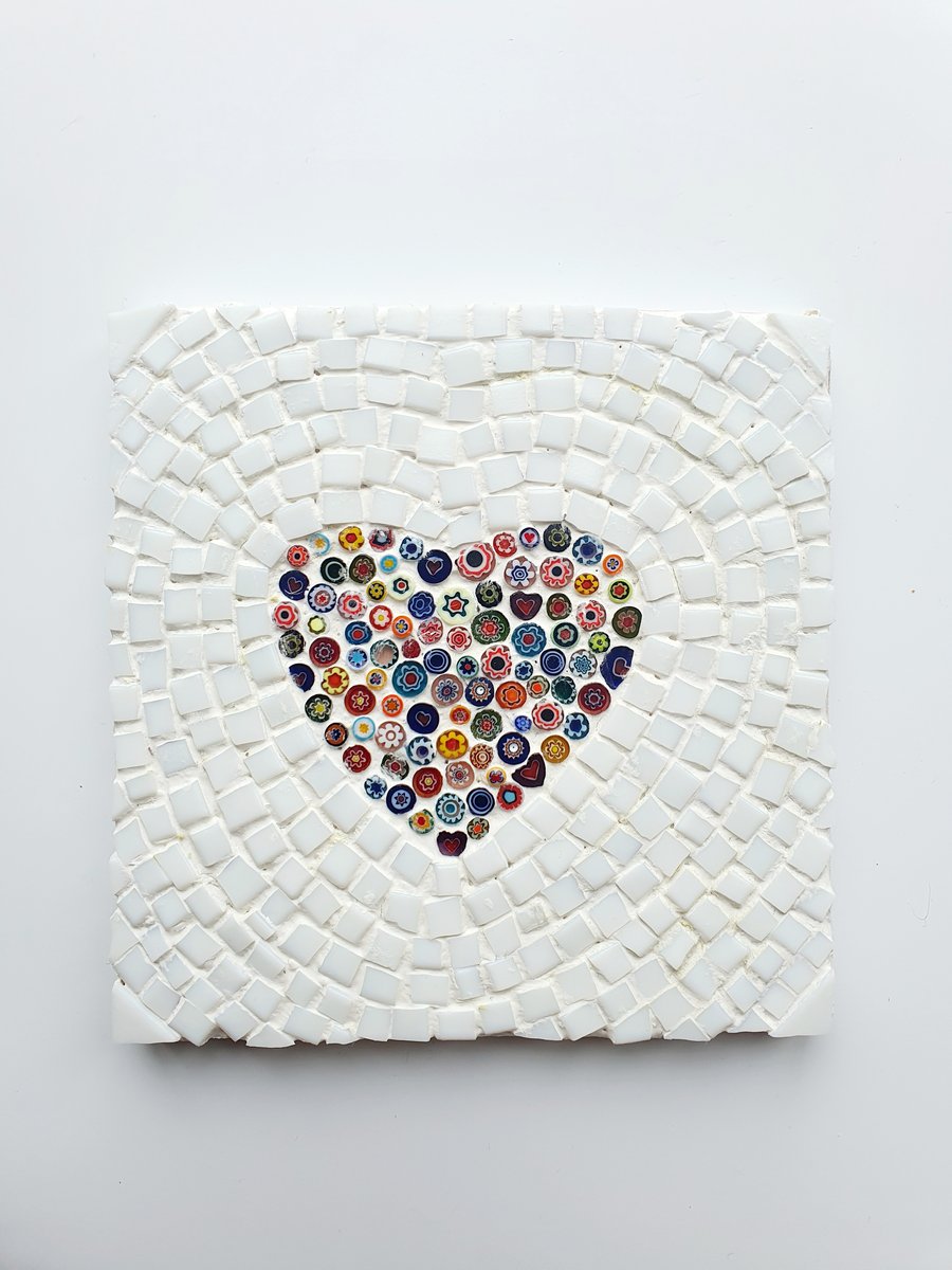 Heart Mosaic, Mosaic Heart, Love Heart, Millefiori, Glass Heart, Love Heart Art,