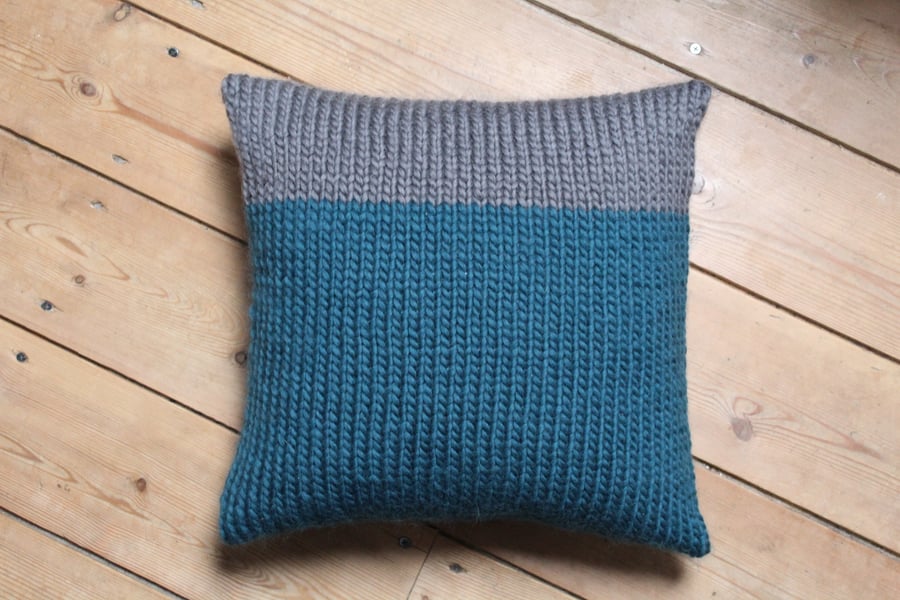 Hand Knitted Plain Stitch Cushion