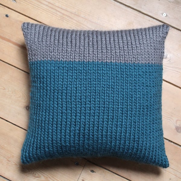 Hand Knitted Plain Stitch Cushion