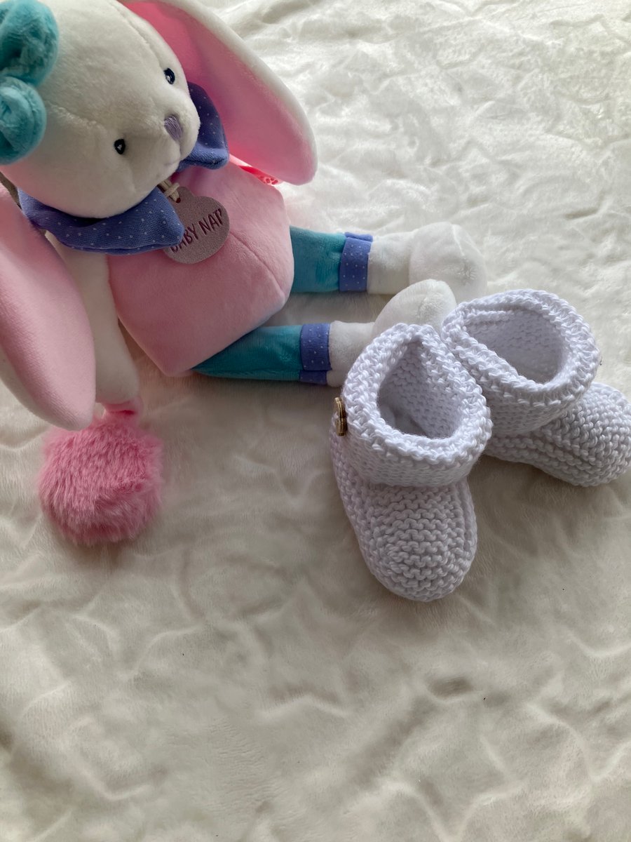 Hand knitted ‘Lily’’ Baby Girl’s Booties (0-3 months)