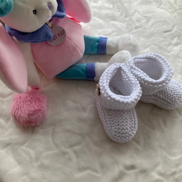 ‘Lily’’ Hand-knitted Baby Girl’s Booties (0-3 months)