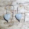 Brazilian Aquamarine Hearts on Handmade Sterling Silver Loops - UK Free Post