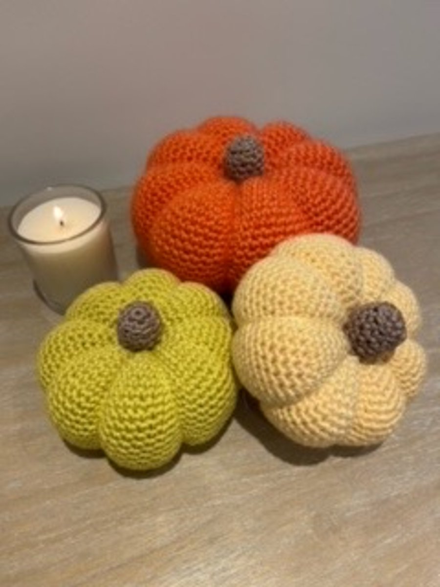 Trio of Crochet Pumpkins