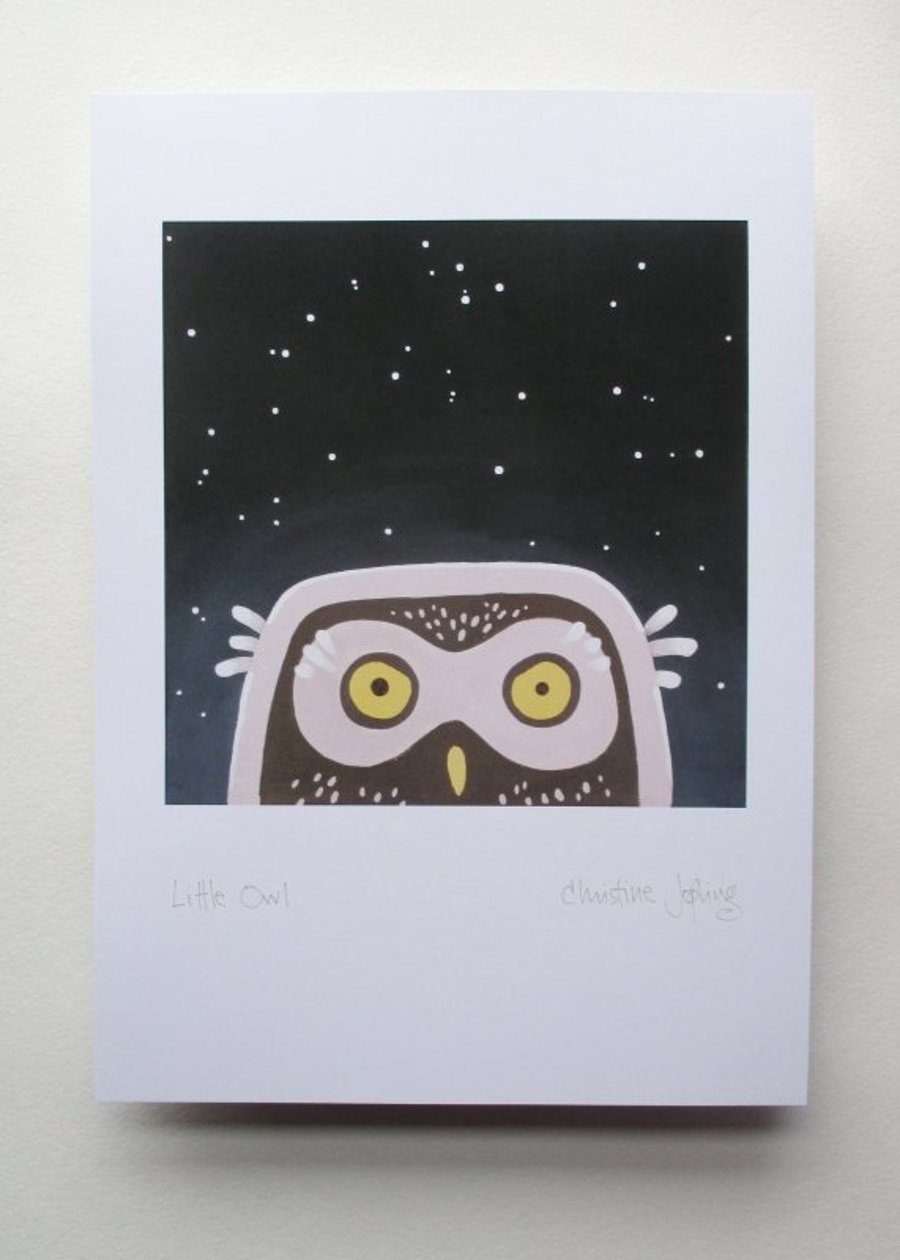 APRIL SALE - A4 British Bird Print -  Little Owl    