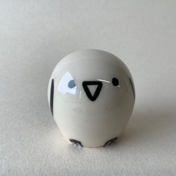 Small Wheel Thrown and Hand-Painted Ceramic Bird (3.5cm x 3.5cm)