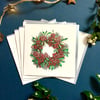 Christmas Berry Wreath x 6 card pack 