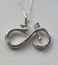 Solid Sterling Silver Infinity Bike Necklace, cycling pendant - Image 1