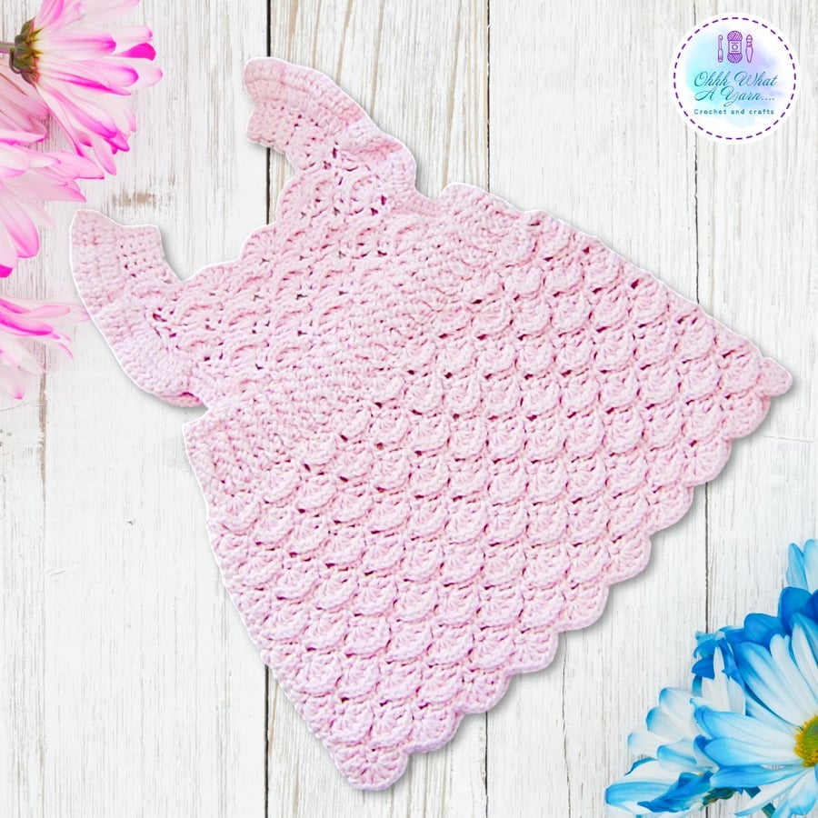 Pink cotton frilly baby pinafore dress. Crochet baby sun dress. 0-3 months