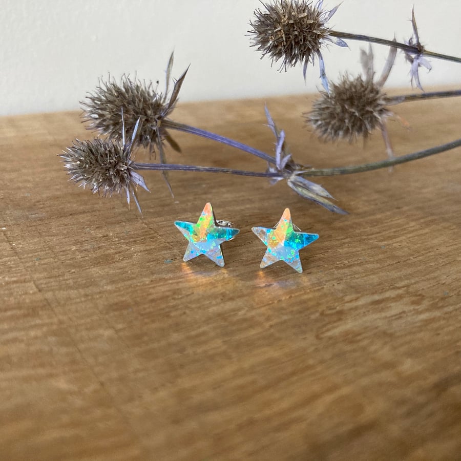 Swarovski Crystal Star Stud Earrings, vintage sparkle
