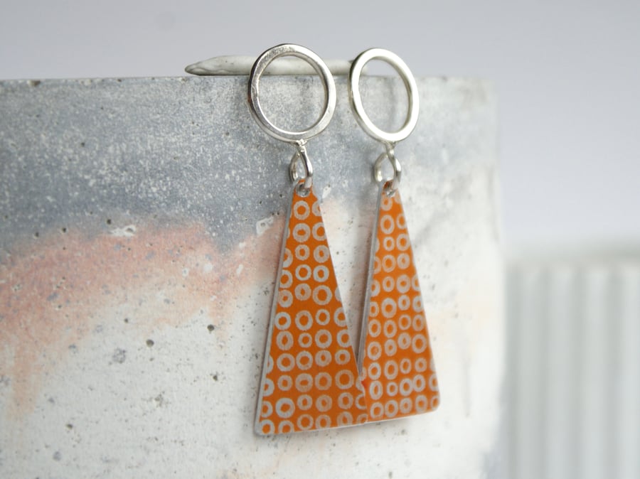 Colour pop triangle drop studs - orangey yellow