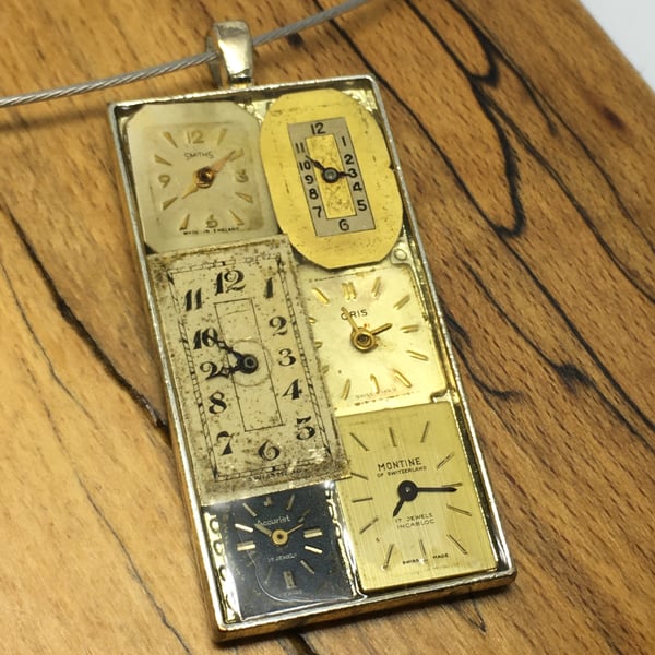 Steampunk rectangular watch face choker